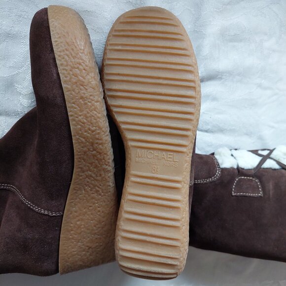 Michael Michael Kors Beaverton Lace Up Shearling Wedge Boots, Size 8.5 - Picture 6 of 7